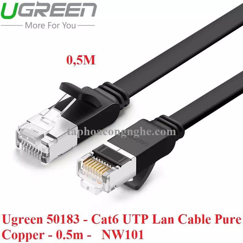 Ugreen 50183 0.5M màu Đen Cáp mạng LAN cat6 UTP dây dẹp NW101 30050183